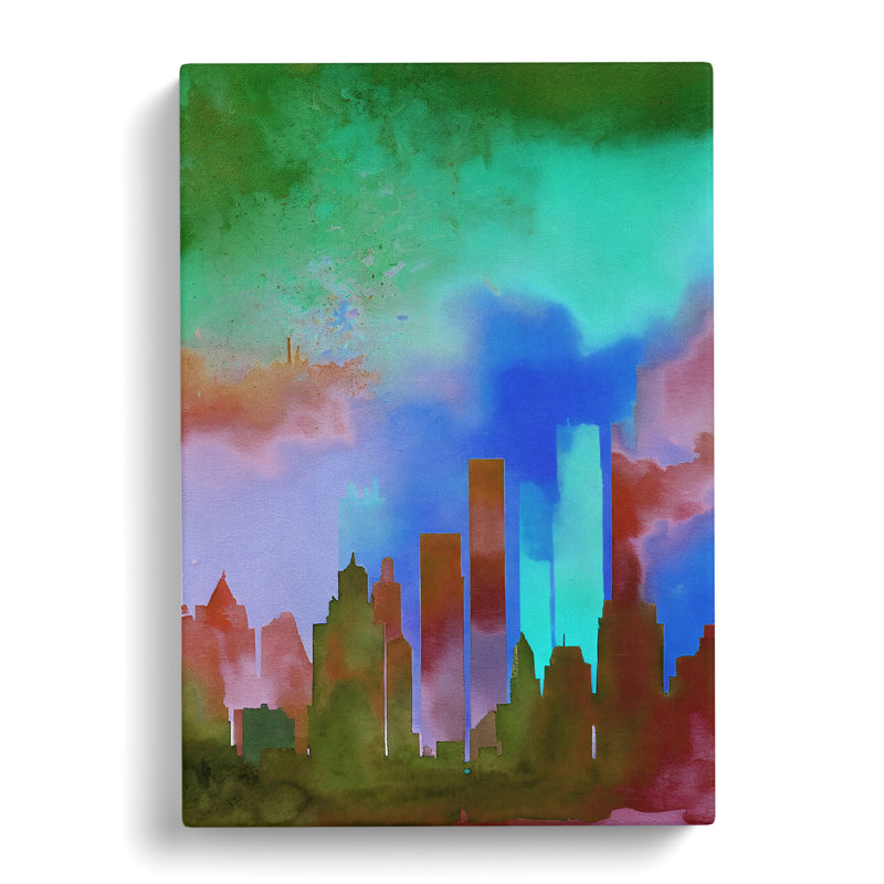 Painted City Skyline No.3 Abstract - Wrapped Canvas Painting, 60cm H x 40cm W x 3cm D