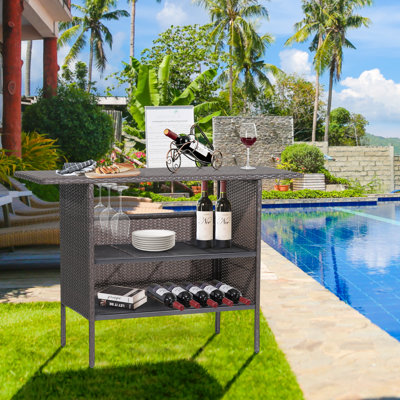 Bruyning Rectangular Wicker/Rattan Outdoor Buffet & Console Table