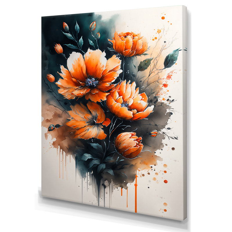 «Vibrant Orange Flower Bouquet», reproduction sur toile, H 20 po x l 12 po x P 1 po, Toile tendue