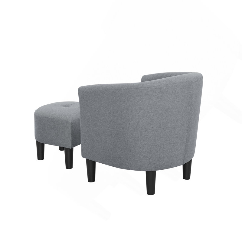 Fauteuil demi-tonneau en polyester et repose-pieds de 25,5 po de large Moss