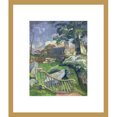 «The Wooden Gate or The Pig Keeper» par Paul Gauguin - Reproduction giclée encadrée