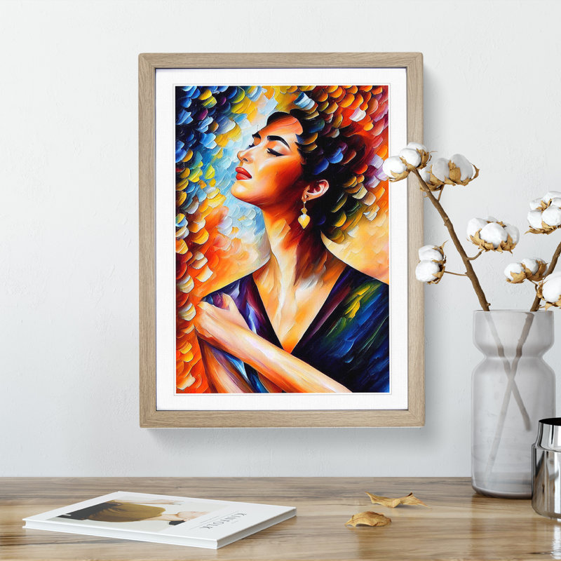 Portrait of a Woman No.4 - Wall Art, 48cm H x 36cm W x 2cm D, Oak Framed Paper, White