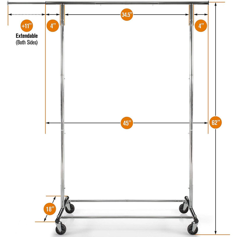 Ishatkar Metal Adjustable Rolling Clothing Rack