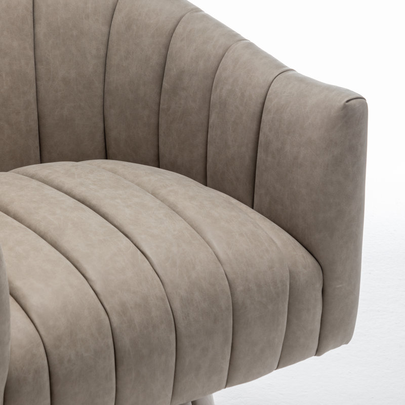 Fauteuil demi-tonneau pivotant de 27,9 po Aedan, Similicuir gris, 2