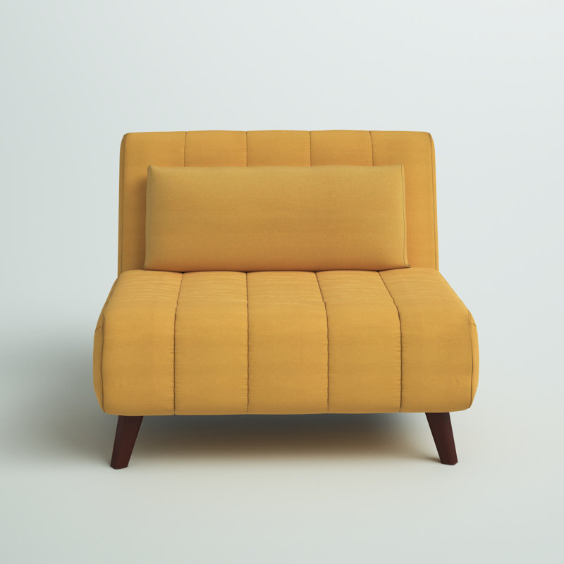 Jazariah Upholstered Pillow Back Convertible Chair, Mustard