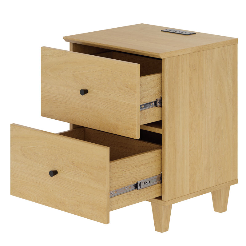 Lysiane 2 - Drawer End Table Set, Oak