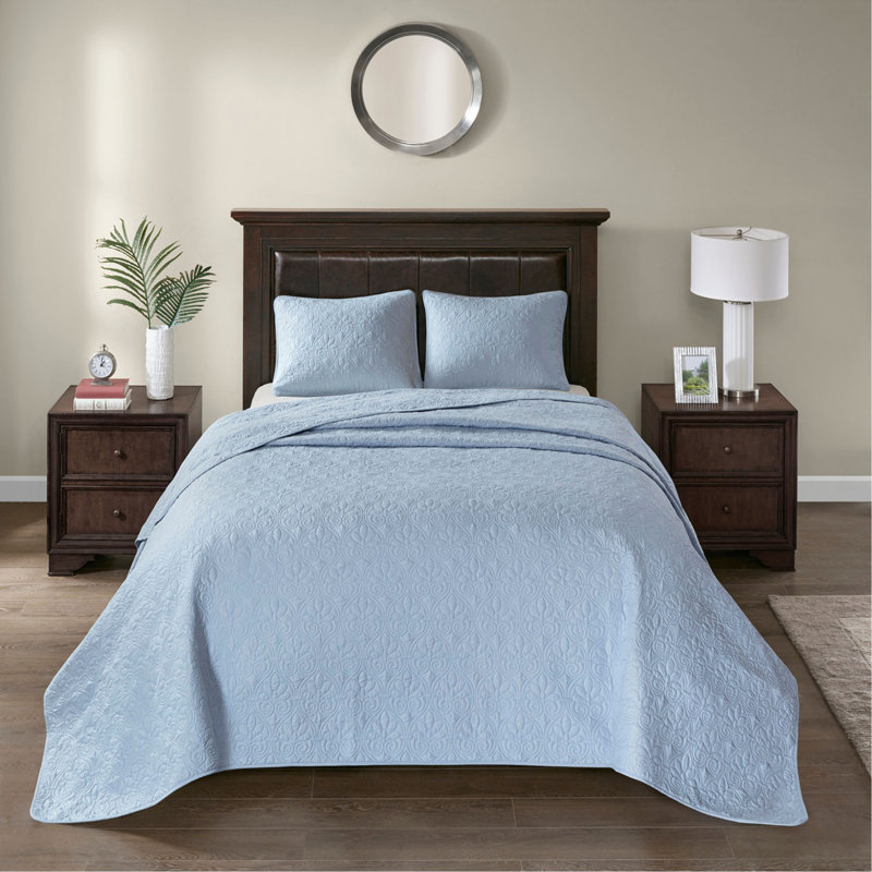 Reversible Quilt Set Blue Twin, Blue