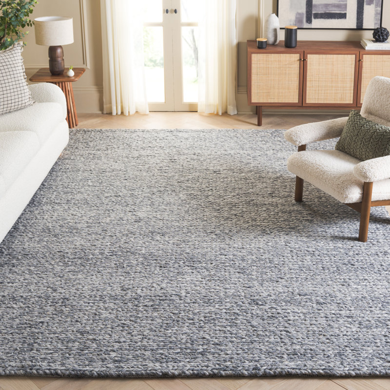 Englewood Natura Hand Woven Wool/Viscose/Cotton Rug in Grey/Ivory, Rectangle 8' x 10'
