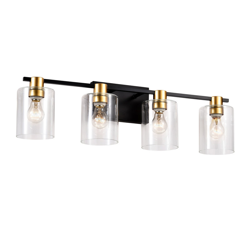 4-Light Bathroom Light Fixtures((Does Not Include Light Bulbs), Modern Vanity Lights With  Glass Shade, Vintage  Light Fixture Bathroom Over Mirror Wall Lights For Kitchen Dinning Room Bedroom Hallway