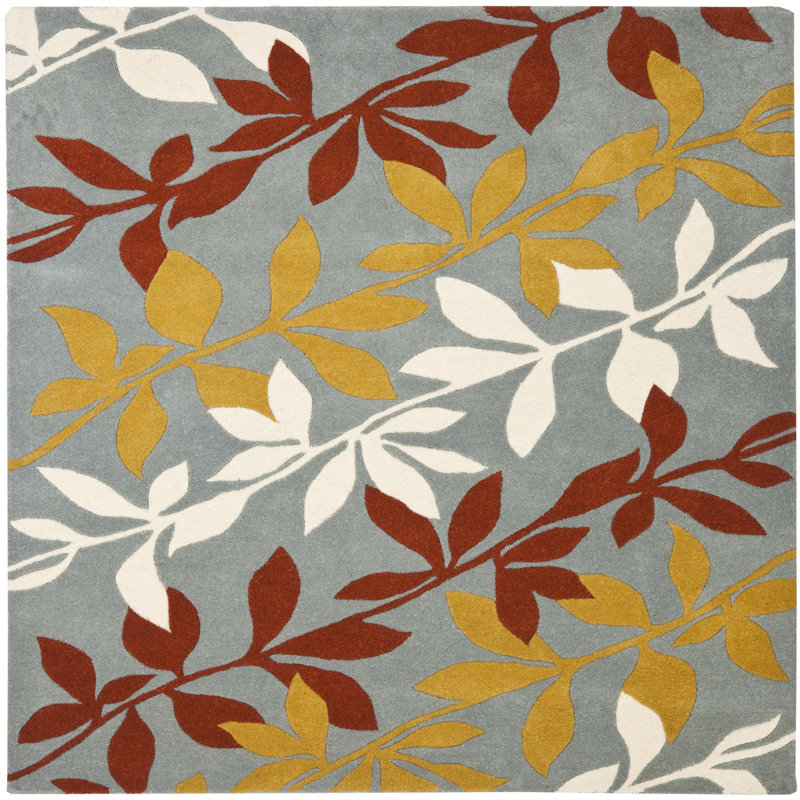 Avayah Soho Hand Tufted Wool And Viscose Floral Rug, Square 6'