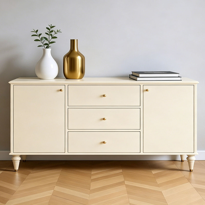 Simple Cream Style Solid Wood Sideboard, H 35,43 po x l 70,86 po x P 15,74 po