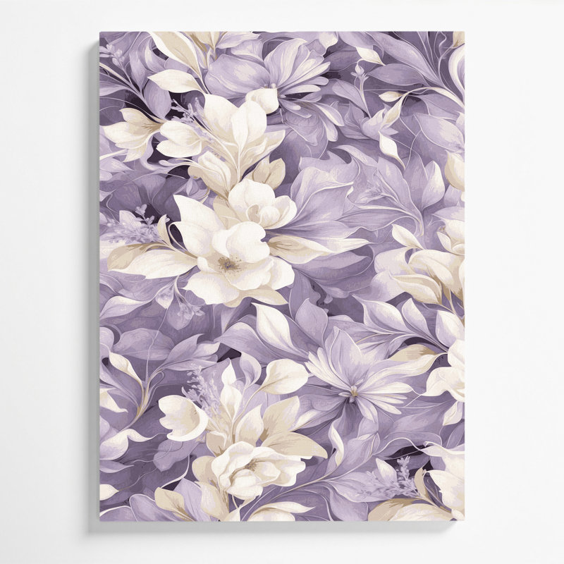 "Abstract Florals 4", art mural sur toile grise, H 14 po x l 11 po