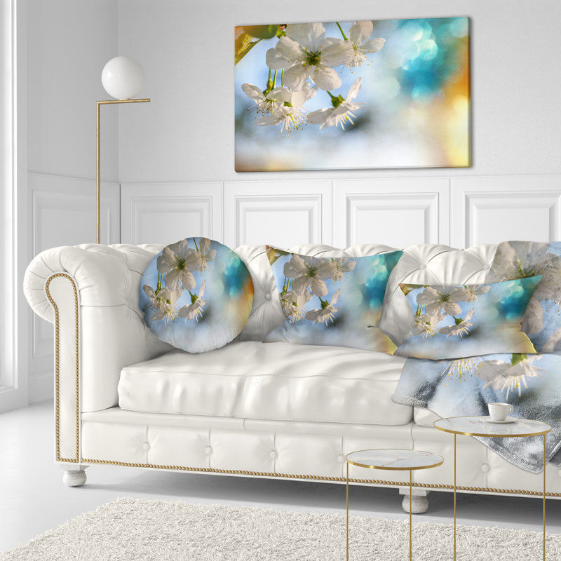 Oreiller d’arbre à fleurs floral, 16 po x 1 po, Coussin décoratif
