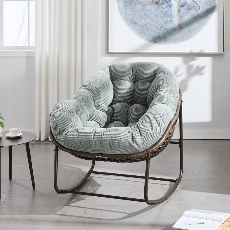 Chaise berçante d'extérieur en acier Alvan, Olive