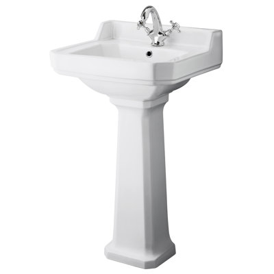 Nuie Richmond 595mm L x 4700mm W White Ceramic Rectangular Sink with Overflow