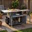 Chariot pour îlot de cuisine pour l'extérieur avec support à déchets, plateau pliable, panneau Lron extensible et espace de rangement-126142060