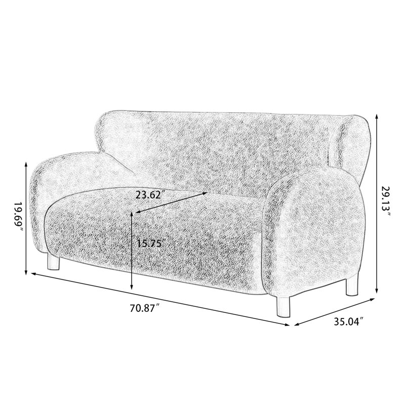 Causeuse-coussin en velours vert, H 29,13 po x l 70,87 po x P 35,04 po, Vert