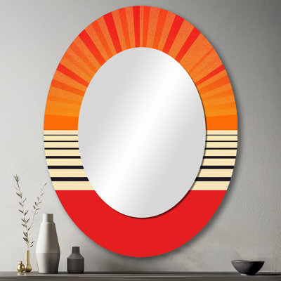 Miroir mural orange géométrique Minimal Bold Sunset VI - Orange