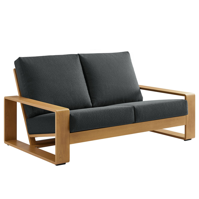 Lirienne Outdoor Patio Aluminum Loveseat, Natural, Charcoal