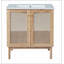 Meuble-lavabo de 30 pouces fabriqué à partir de matériaux naturels, avec des portes en rotin faites à la main et des mécanismes de fermeture en douceur