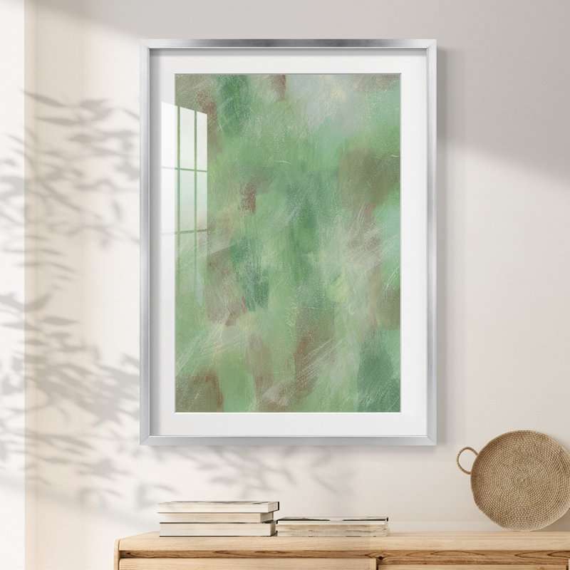 Green Shadows I - impression encadrée, H 28,5 po x l 20,5 po, Argent argent