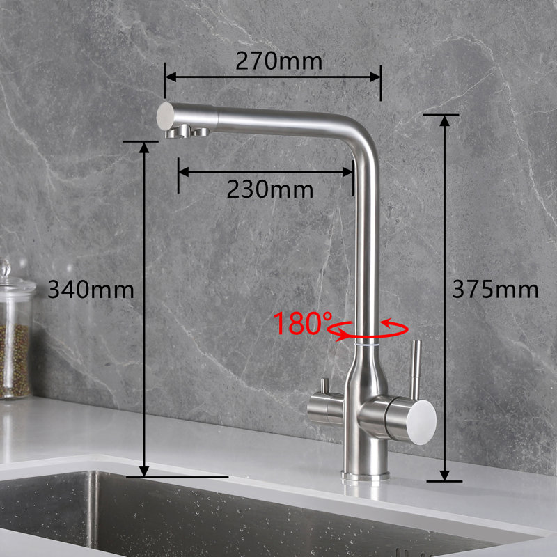 Paddock Twin Lever 3 Way Kitchen Faucet