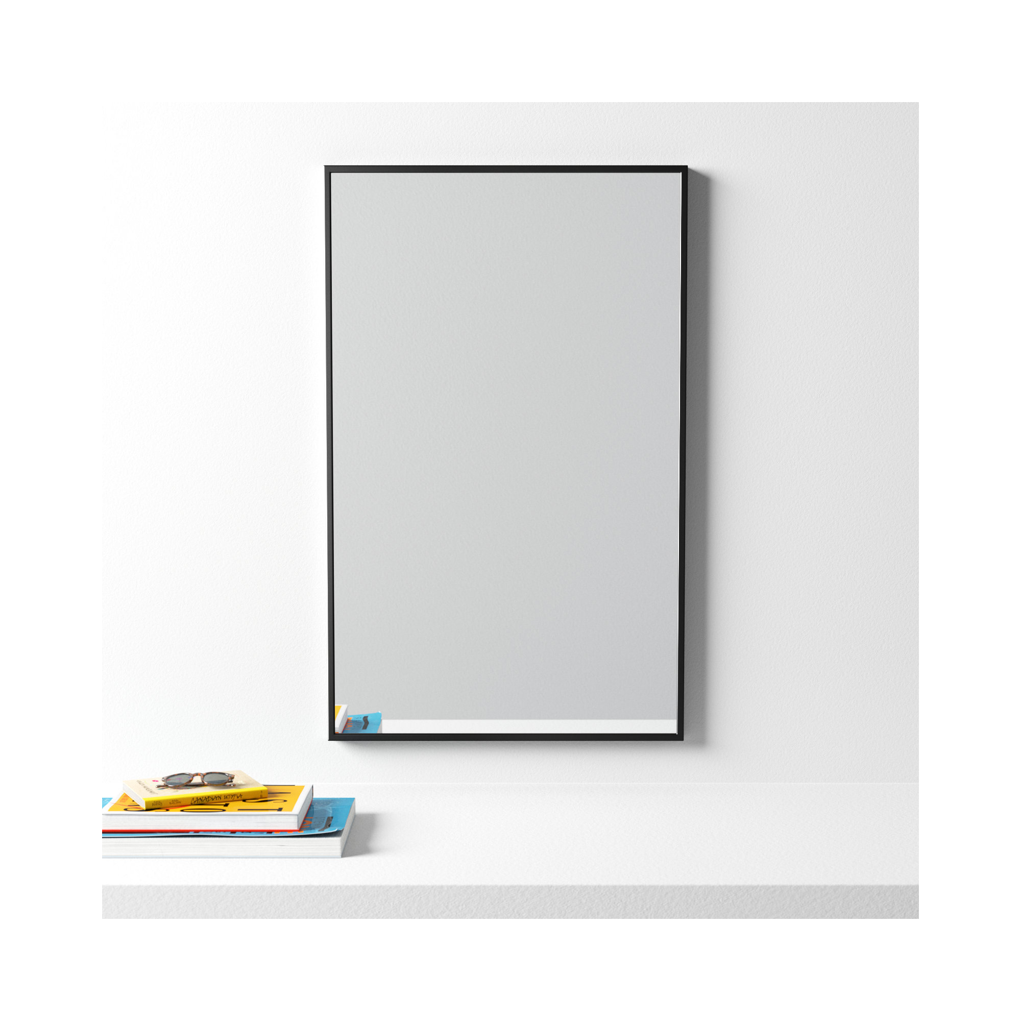 Sabine Metal Rectangle Wall Mirror, 48" x 30", Black