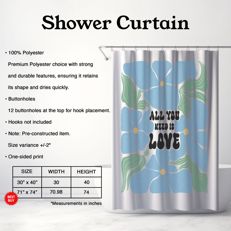 Puteaux Floral Shower Curtain, H 74 po x l 71 po