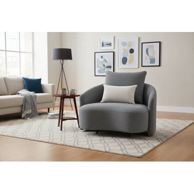 Serene Outdoor Modern Armchair Grey Bouclé - Gray Fabric