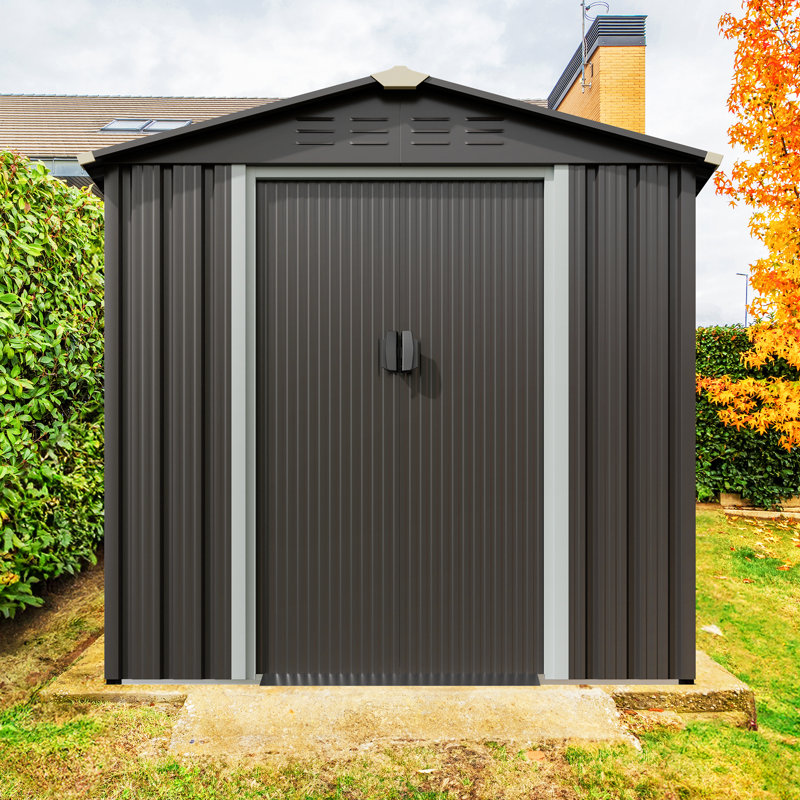  Outdoor Steel Storage Shed with Window, 71.3" H x 71.7" W x 46.5" D