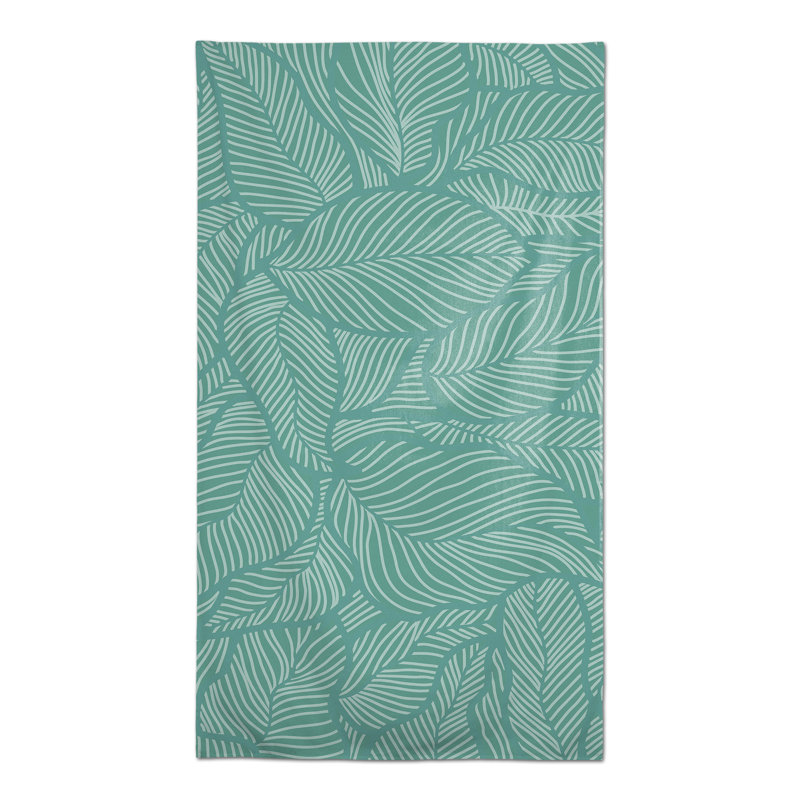 Dense Leaves Gray 5 Tablecloth, Teal