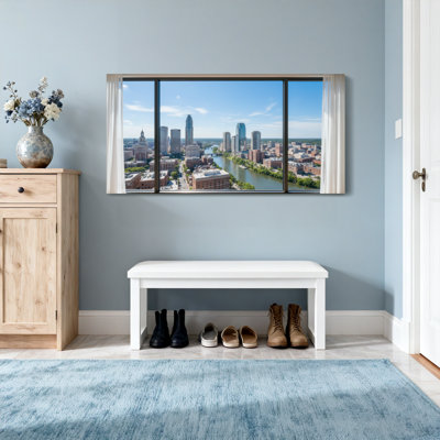 Vue de paysage urbain à travers un cadre de fenêtre Z251225161612195244