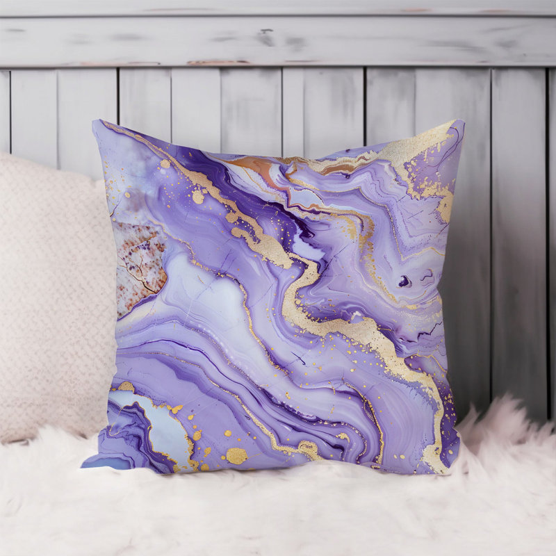 Animals William Morris Birds Damask Pattern I Cottage, 20" H x 20" W, Abstract Lavender Amethyst Crystals Marble V