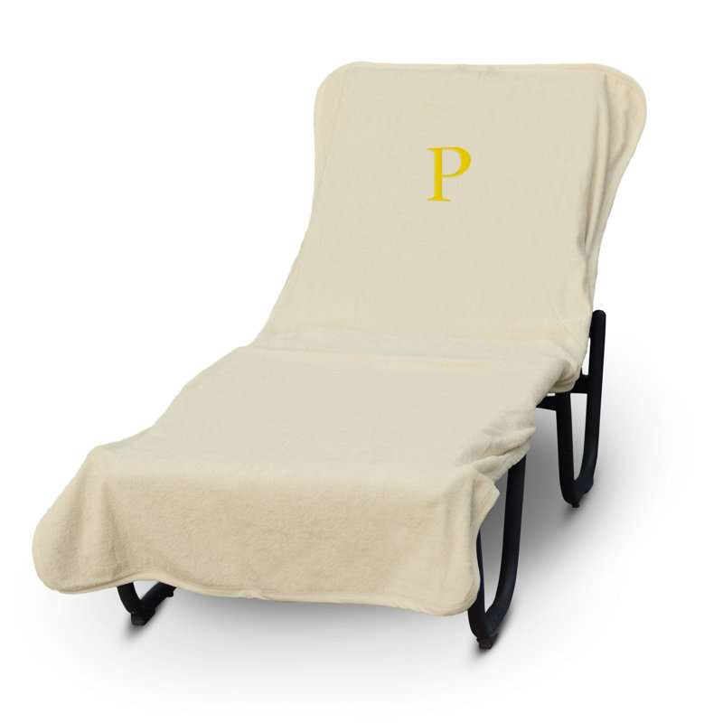 Housse pour chaise longue monogrammée - ensemble de 1 - lettre-bloc, P, Beige/Or
