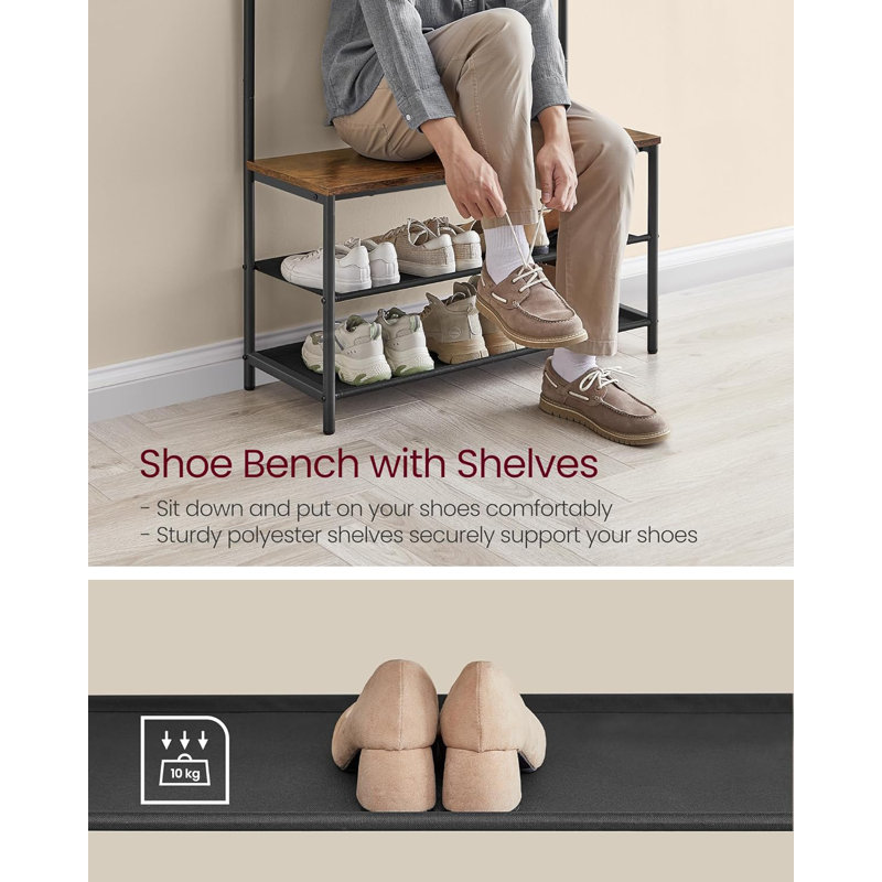 Alazne Hall Tree 84cm Wide with Shoe Storage