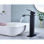 Robinet de lavabo de salle de bain, bec cascade, poignée simple, bonde escamotable, lavabo sans trop-plein, acier inoxydable, noir mat, rouille, installation simple, sans lavabo,-121636459