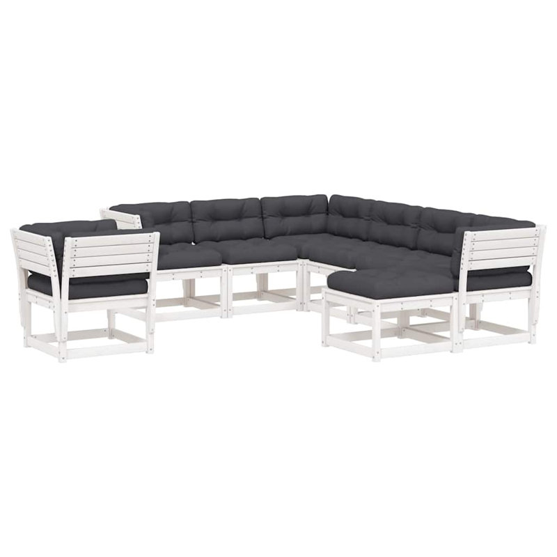 273cm Wide Patio Sofa, Gray, White