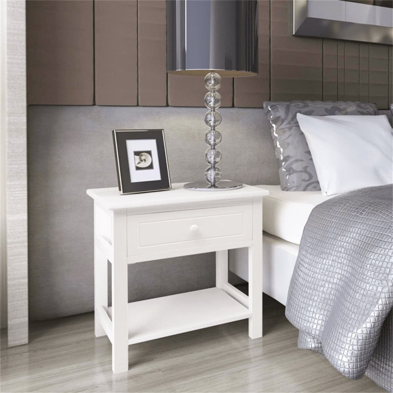 Spears 40cm W Manufactured Wood Bedside Table, White