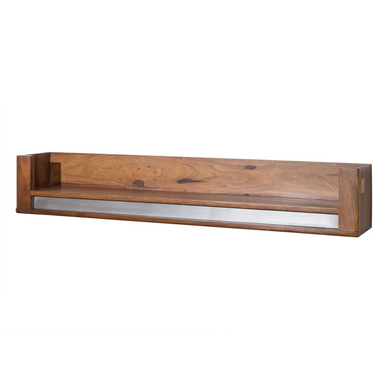 Sydney Sheesham Solid Wood Accent Shelf, Unique noble, 20cm H x 120cm W x 22cm D