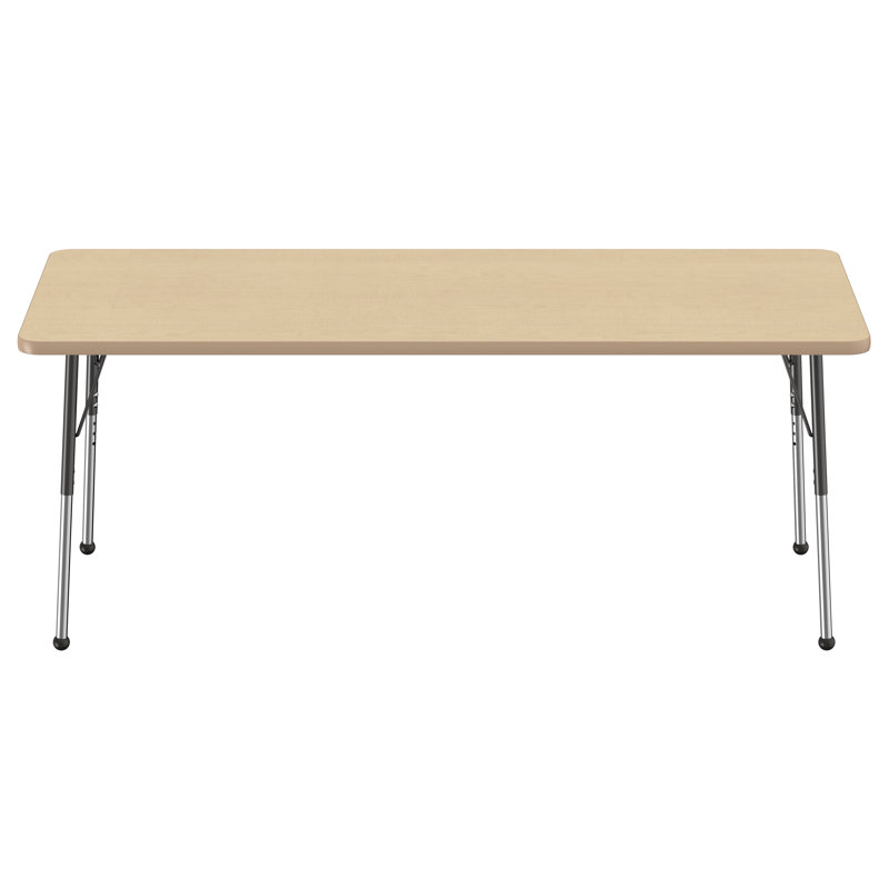 Table d'activité rectangulaire à hauteur réglable en forme de T, 30 po x 72 po, Érable / érable / noir