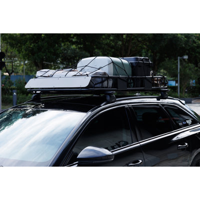 Barre de toit robuste 64 x 39 pouces, panier de transport imperméable avec sangle d'attache et filet pour VUS, capacité de 200 lb, fabrication en acier