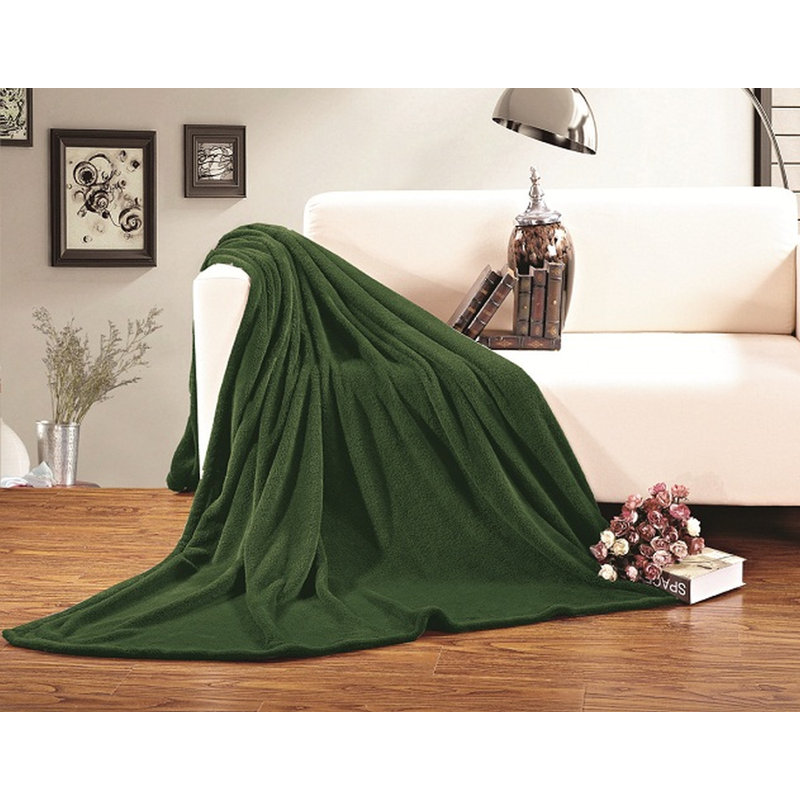 Jeté réversible en molleton de polyester, Double/Grand, Vert