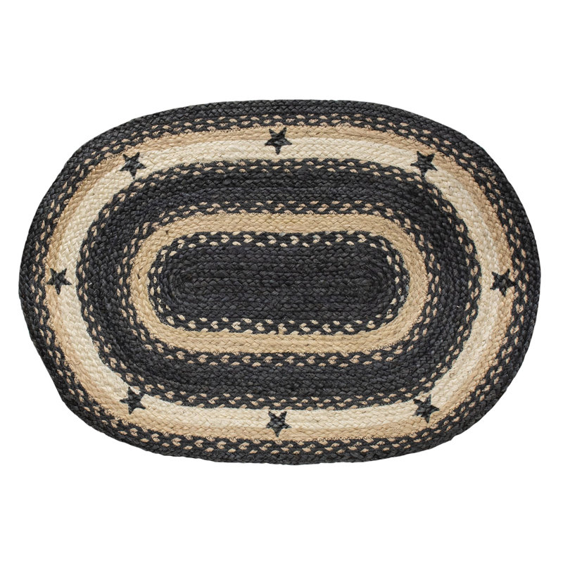 Tapis bleu / beige / crème en jute tissé à la machine 1 pi 8 po x 2 pi 6 po Lakwanzaa