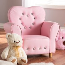 Qaba 19.25-in Pink Upholstered Mini Princess Kids Accent Chair 310