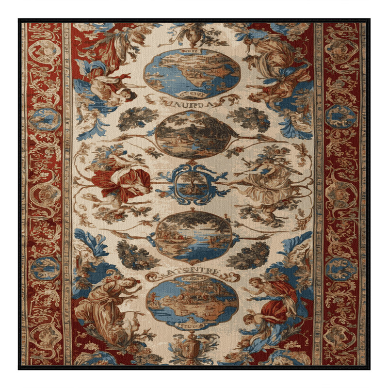 Machine Washable French Brown Area Rug, Square 4'