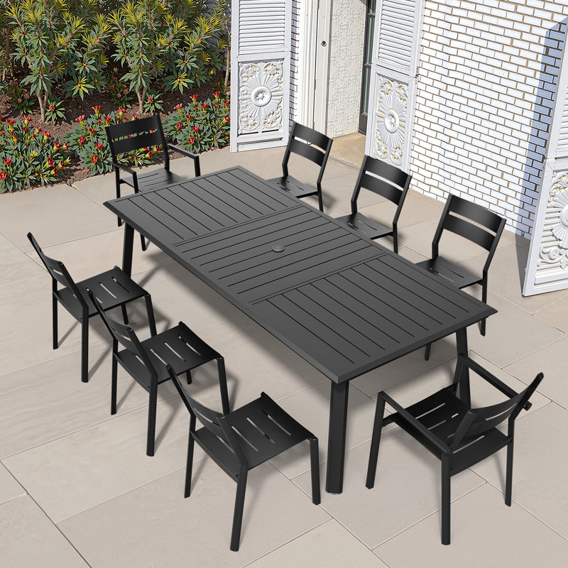 8 - Person Aluminum Patio Dining Set With Stackable Chairs