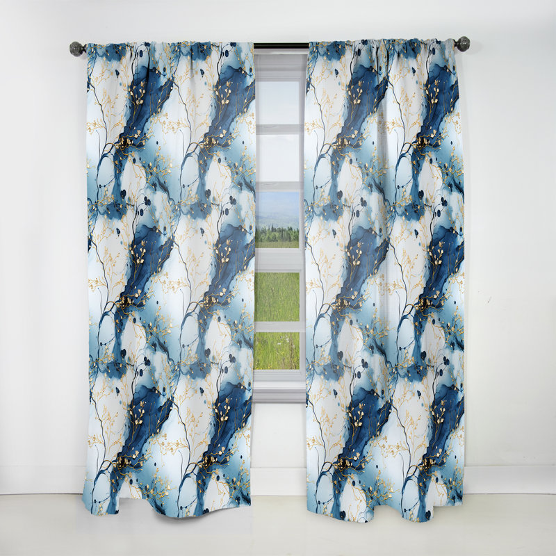 Oriental Elegance Marble Motif II - Rideau obscurcissant en marbre abstrait - 1 panneaux, L 52 po x L 108 po