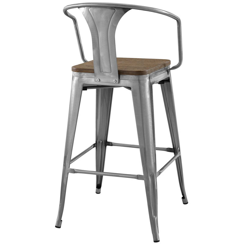 Modway Promenade Bar Stool, Gunmetal