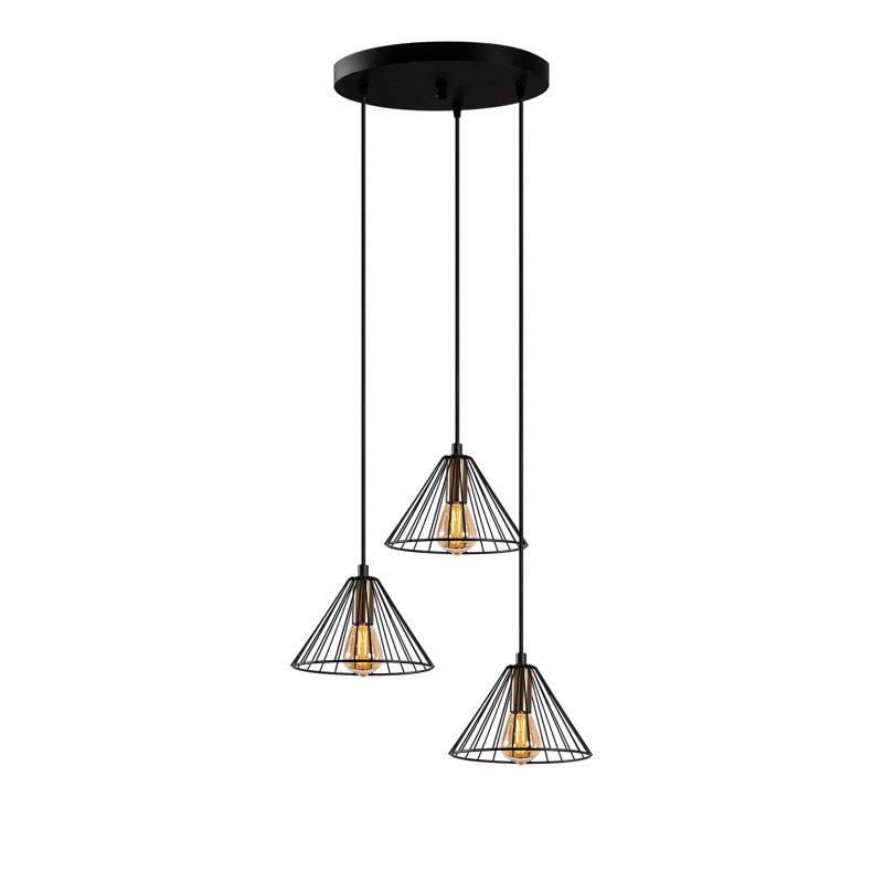 Luminaire suspendu conique à 3 lumières Hulsey