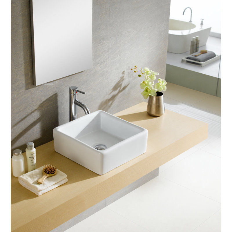 Modern Ceramic Square Vessel Bathroom Sink